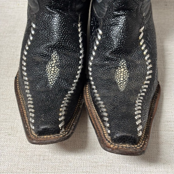 Men\'s Semental Black Lizard
Embroidered Square Toe
Western Cowboy Boots Size 8.5